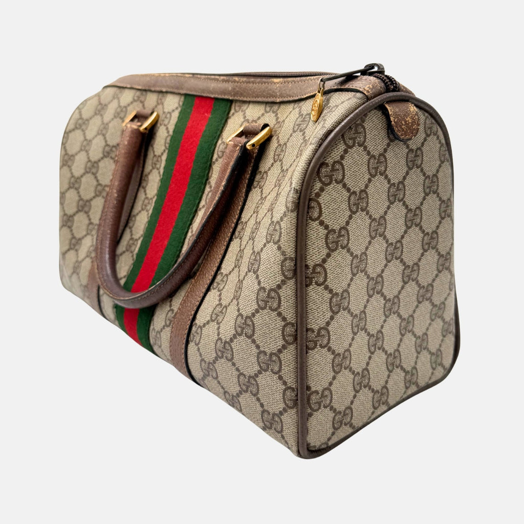 Boston Bag Beige and Brown GG Supreme Canvas Medium