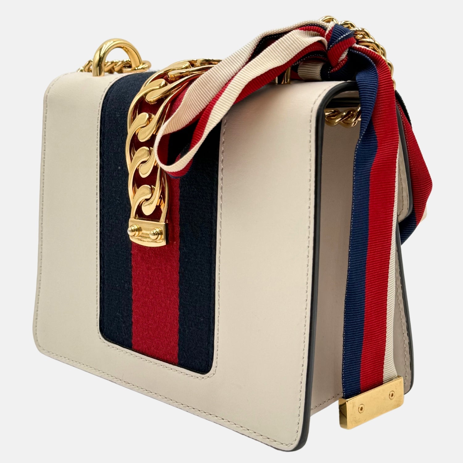 Sylvie Chain Shoulder Bag White Calfskin Mini