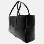 Arco Tote Bag Black Intreccio Leather