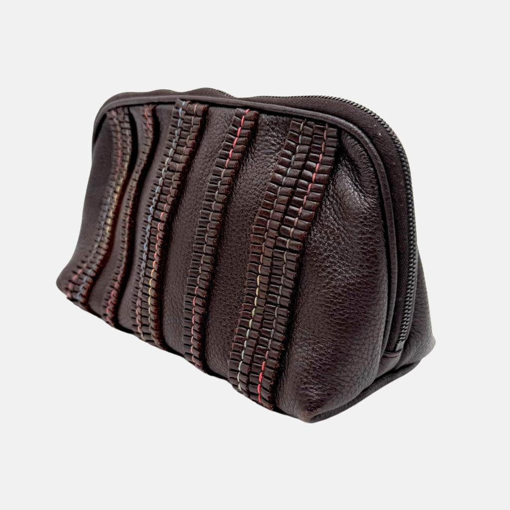 Clutch Dark Brown Multicolor Stitched Stripes