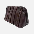 Clutch Dark Brown Multicolor Stitched Stripes