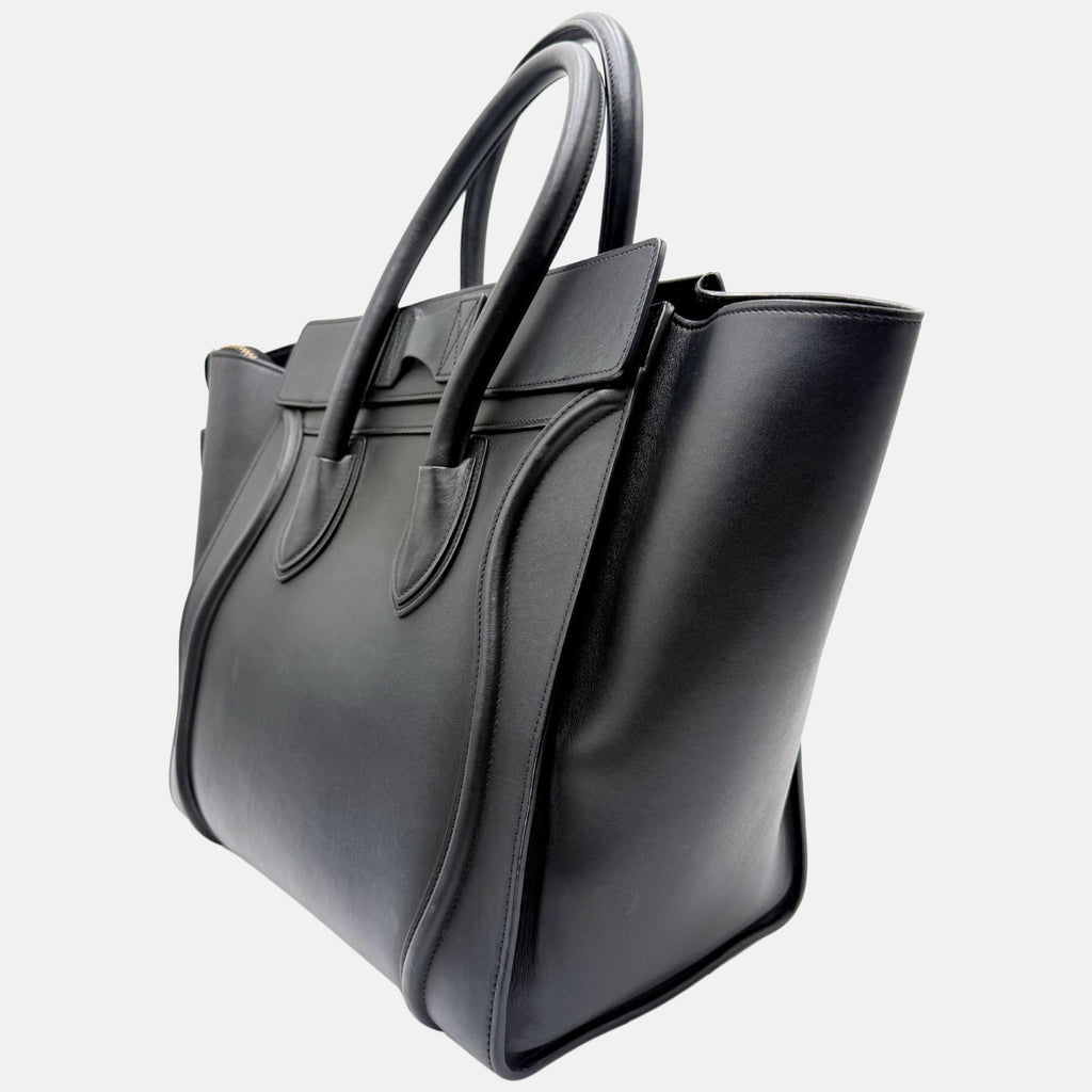 Luggage Tote Black Drummed Calfskin Mini