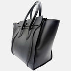 Luggage Tote Black Drummed Calfskin Mini