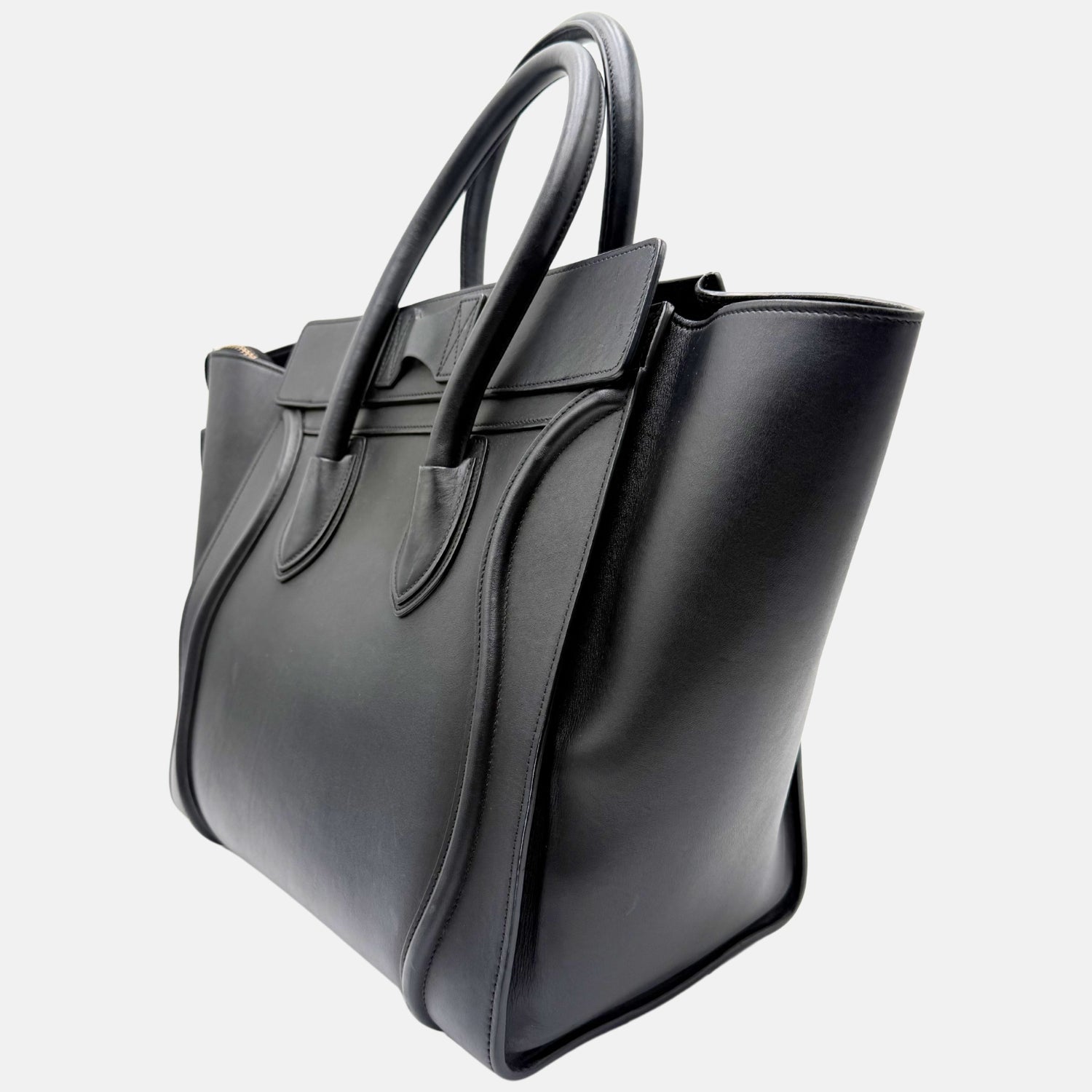 Luggage Tote Black Drummed Calfskin Mini