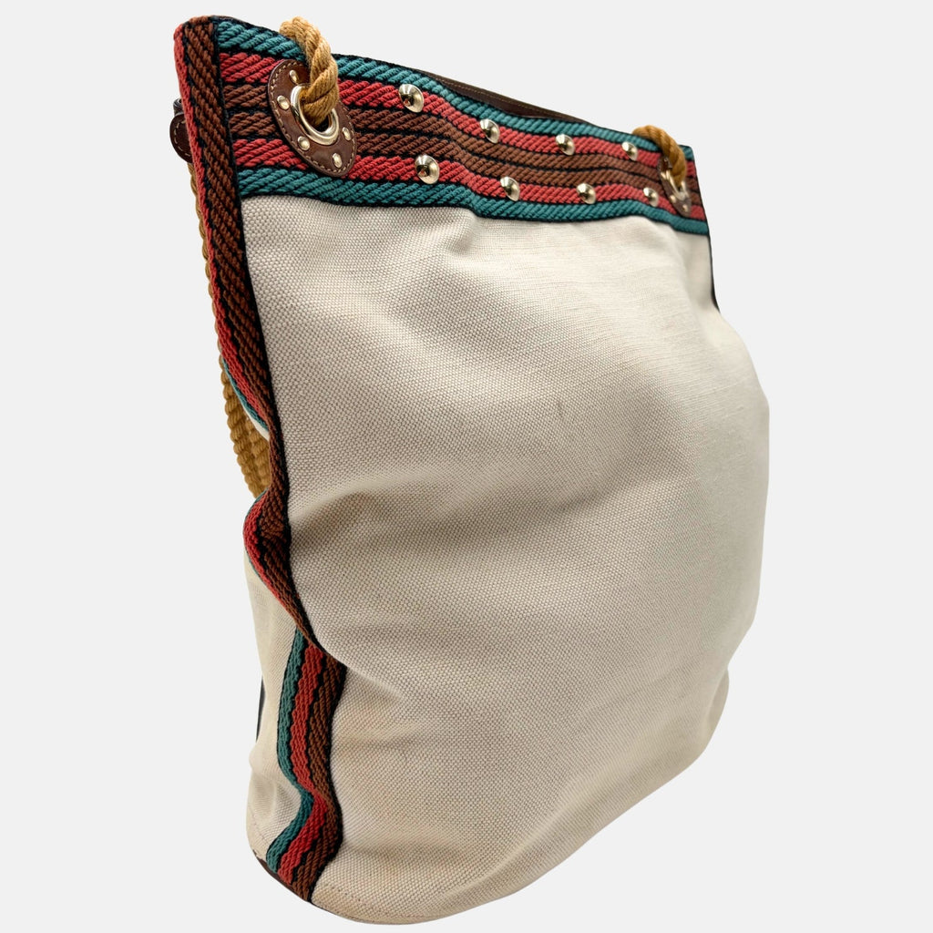 Canvas Bamboo Tote Beige