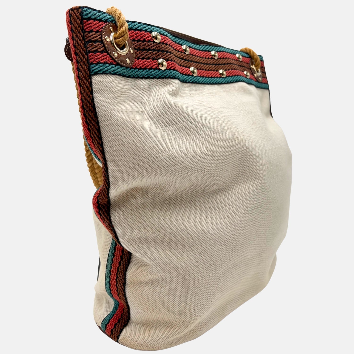Canvas Bamboo Tote Beige