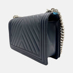 Boy Bag Dark Navy Blue Chevron Lambskin Medium