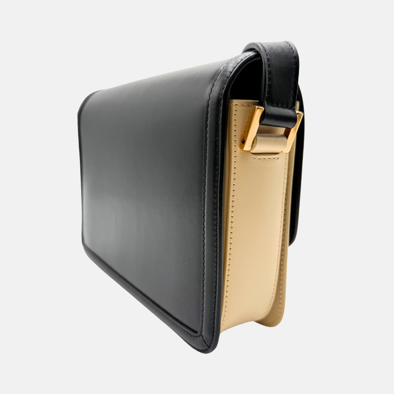 Solferino Bag Black and Beige Box Leather Medium