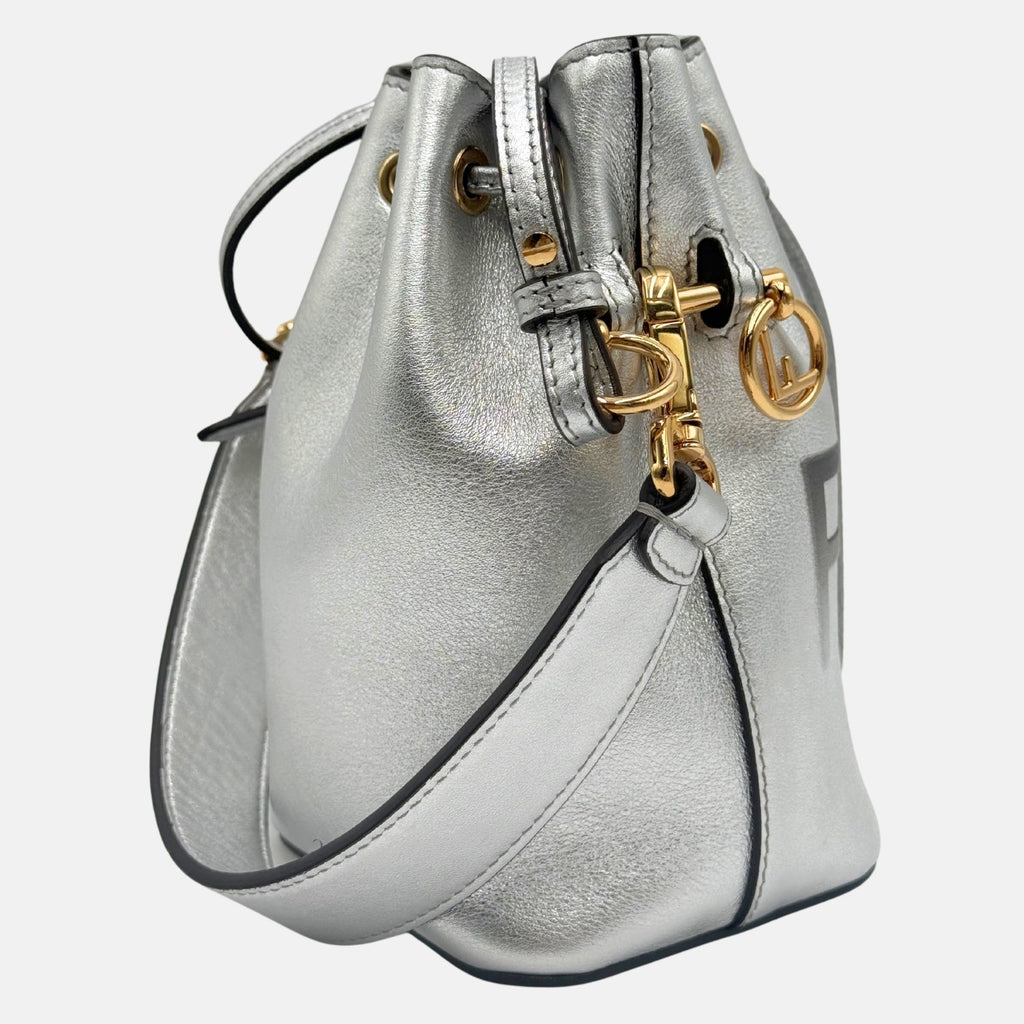Mon Tresor Bucket Bag Silver Leather Mini