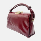 Top Handle Bag Soft Patent Burgundy Small