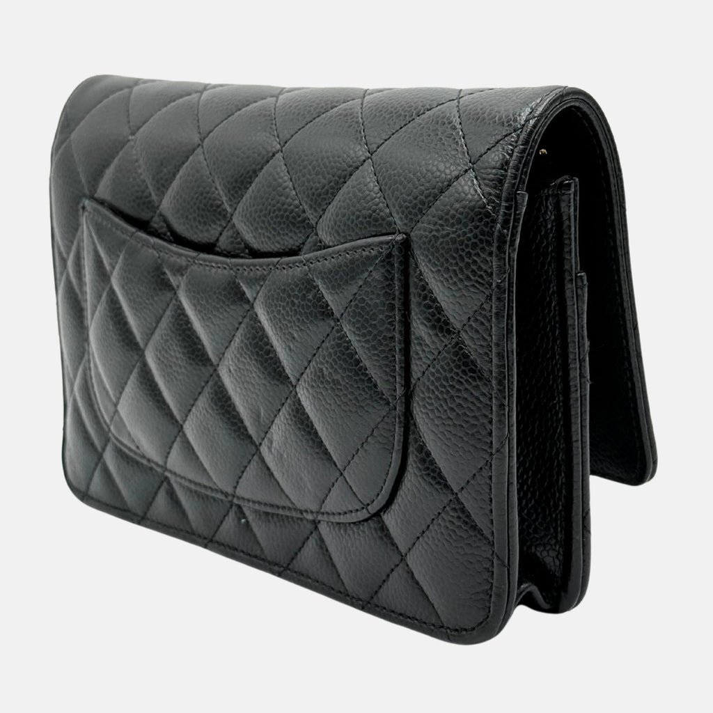 Wallet on Chain Black Quilted Caviar