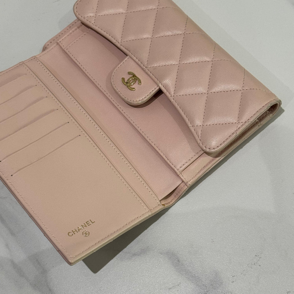 CHANEL CLASSIC FLAP WALLET PINK LAMBSKIN