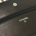 CHANEL CLASSIC WALLET ON CHAIN GRAINED CALFSKIN BLACK