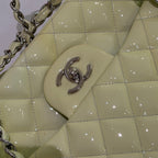 Chanel Classic Flap Jumbo Patent Leather Cream Yellow-Green