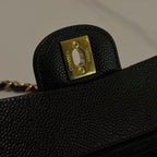 CHANEL CLASSIC FLAP SMALL CAVIAR BLACK & GOLD CHIP MODEL