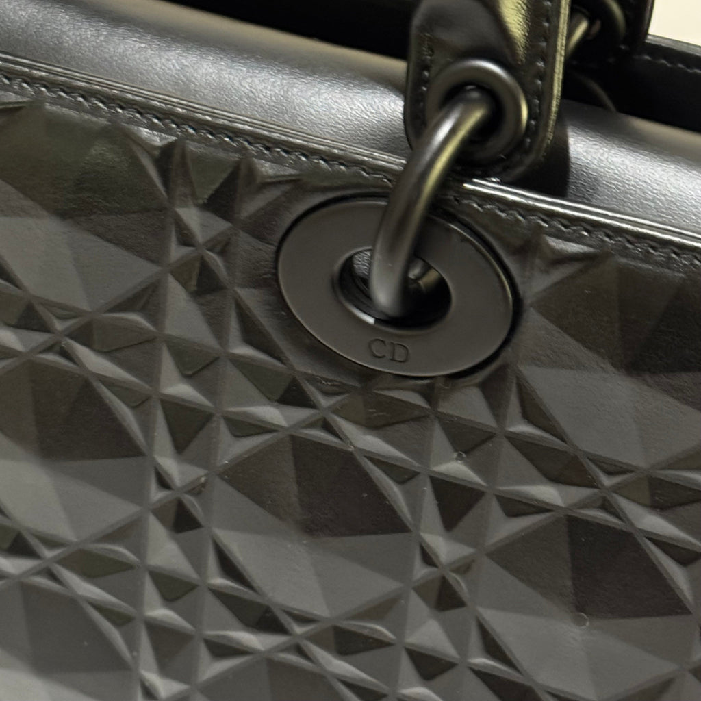 DIOR LADY D-JOY BAG MEDIUM BLACK CANNAGE LAMBSKIN