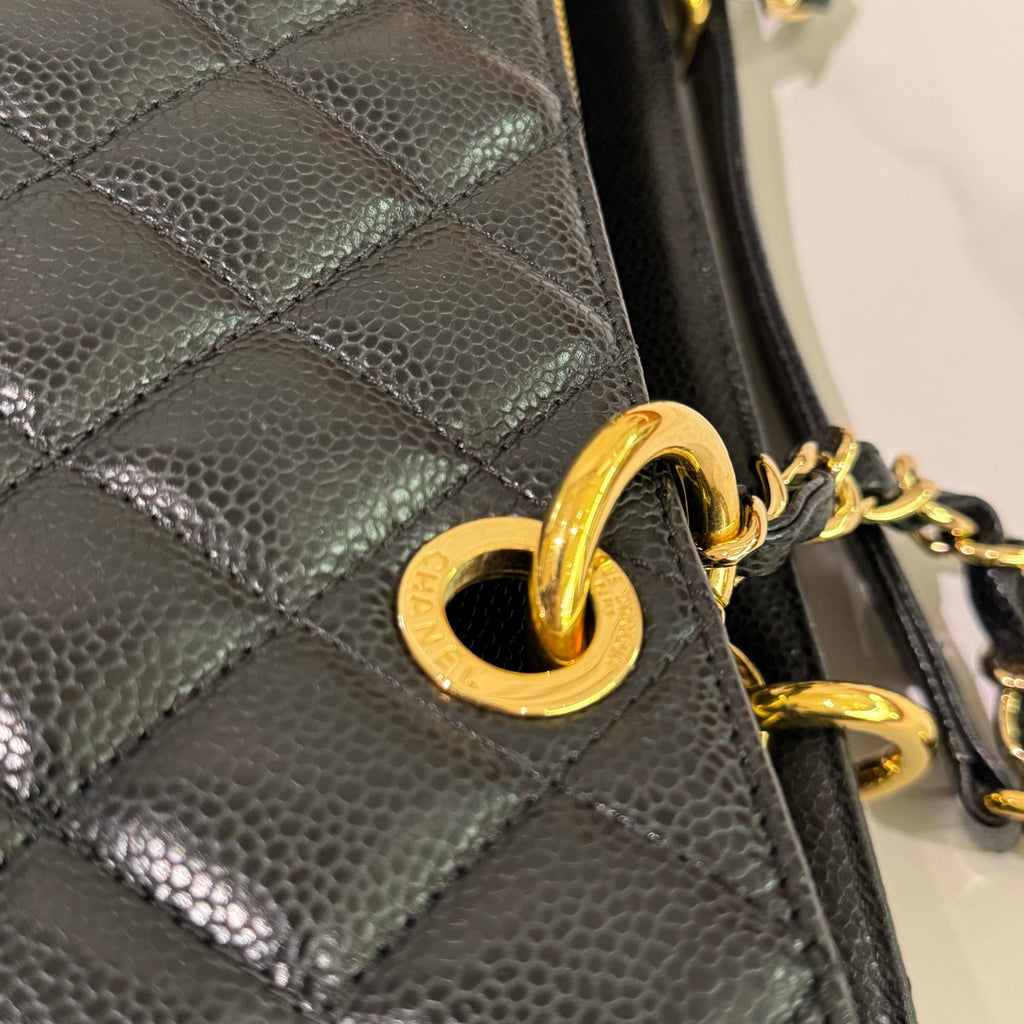 CHANEL GST CAVIAR LEATHER TOTE BLACK WITH GOLD HARDWARE