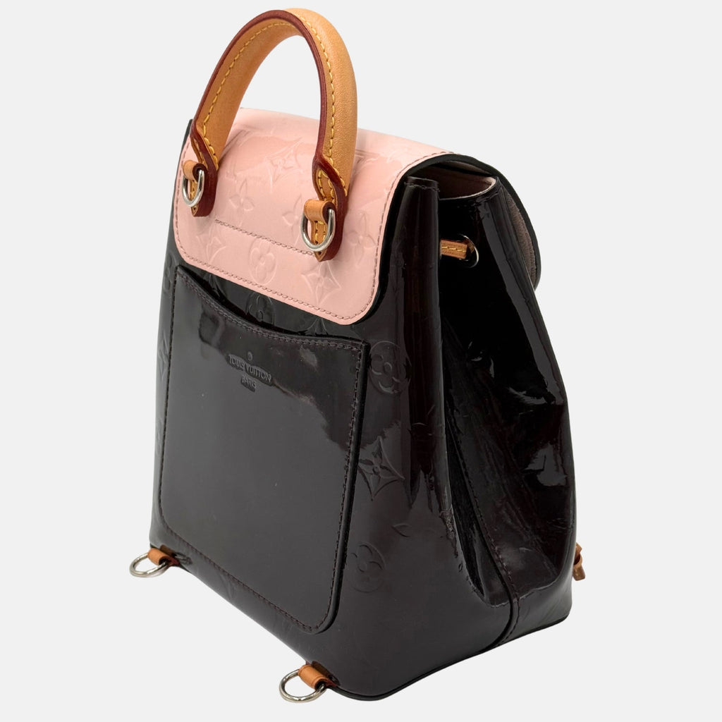 Backpack Rose Ballerine and Burgundy Vernis Monogram Montaigne Mini