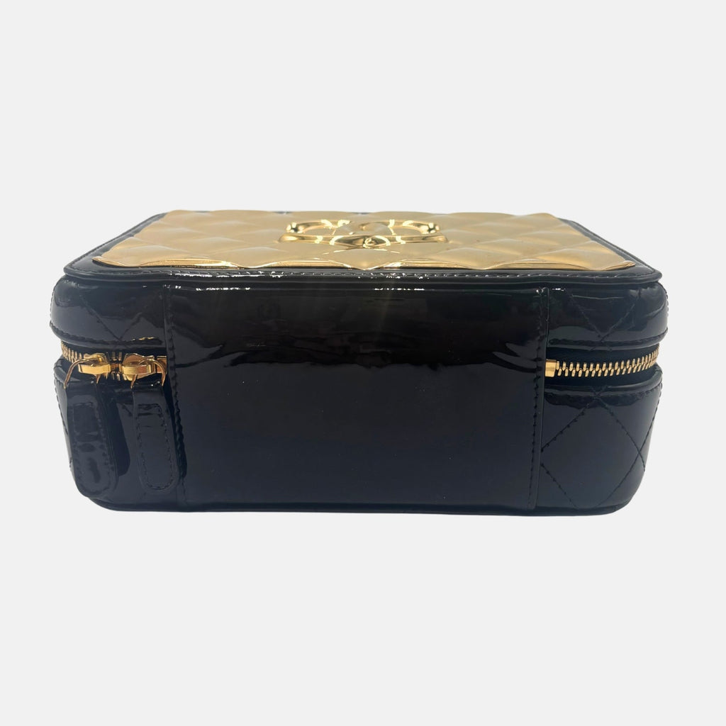 Vanity Case Gold Quilted Patent