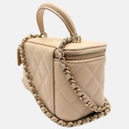 Vanity Case Beige Quilted Lambskin Small