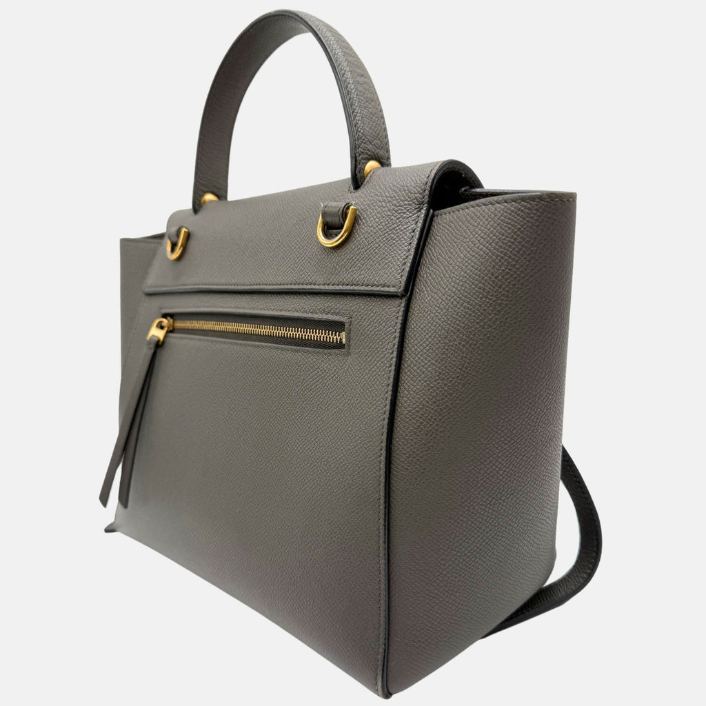 Belt Bag Gray Grained Calfskin Nano