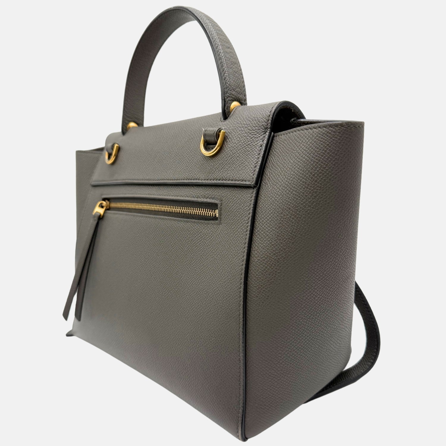 Belt Bag Gray Grained Calfskin Nano