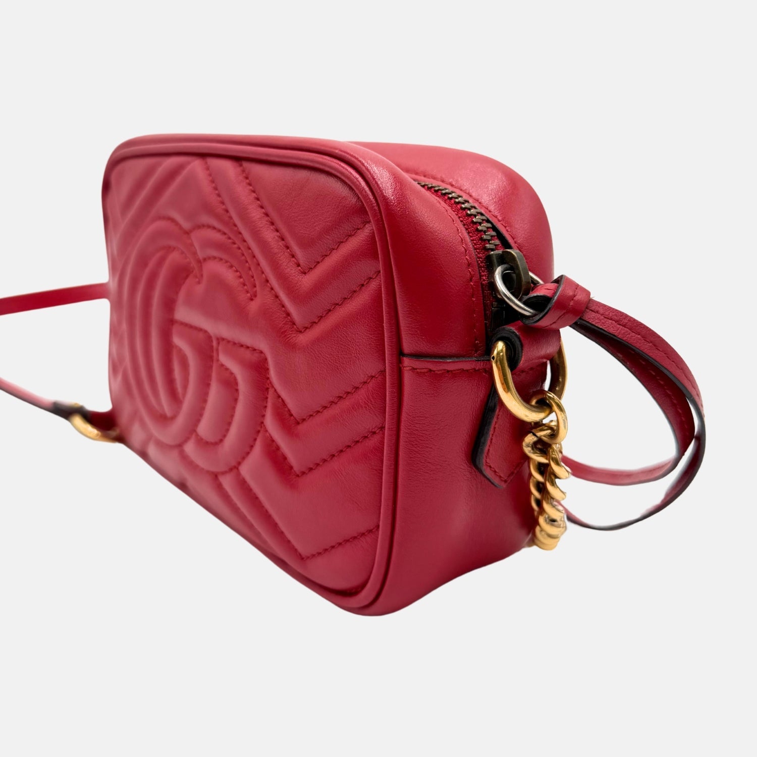 Marmont Camera Bag Red Matelassé Leather Mini