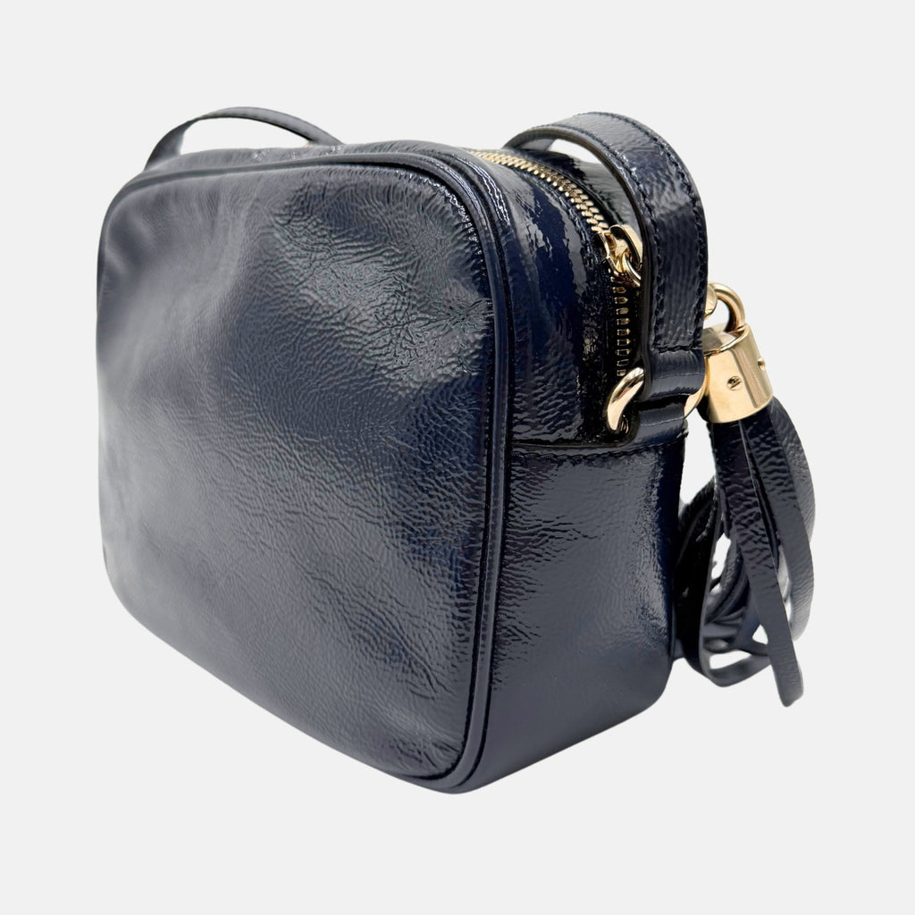 Soho Disco Shoulder Bag Navy Patent Leather Small