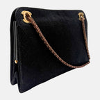 Vintage Shoulder Bag Black Quilted Cotton