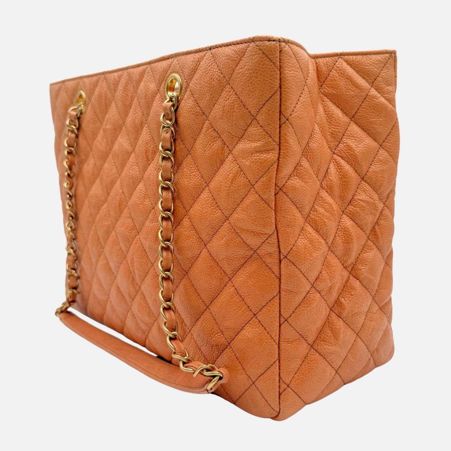 Shopping Tote Orange Quilted Caviar