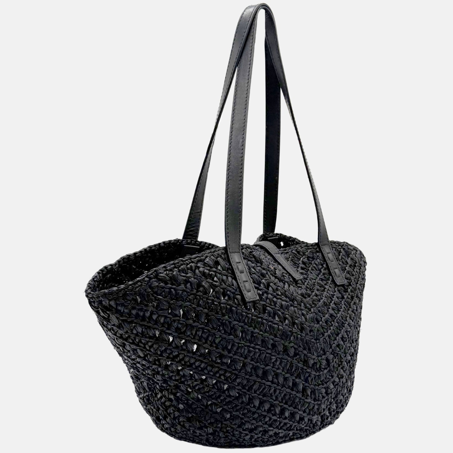 Panier Tote Bag Small Black Raffia