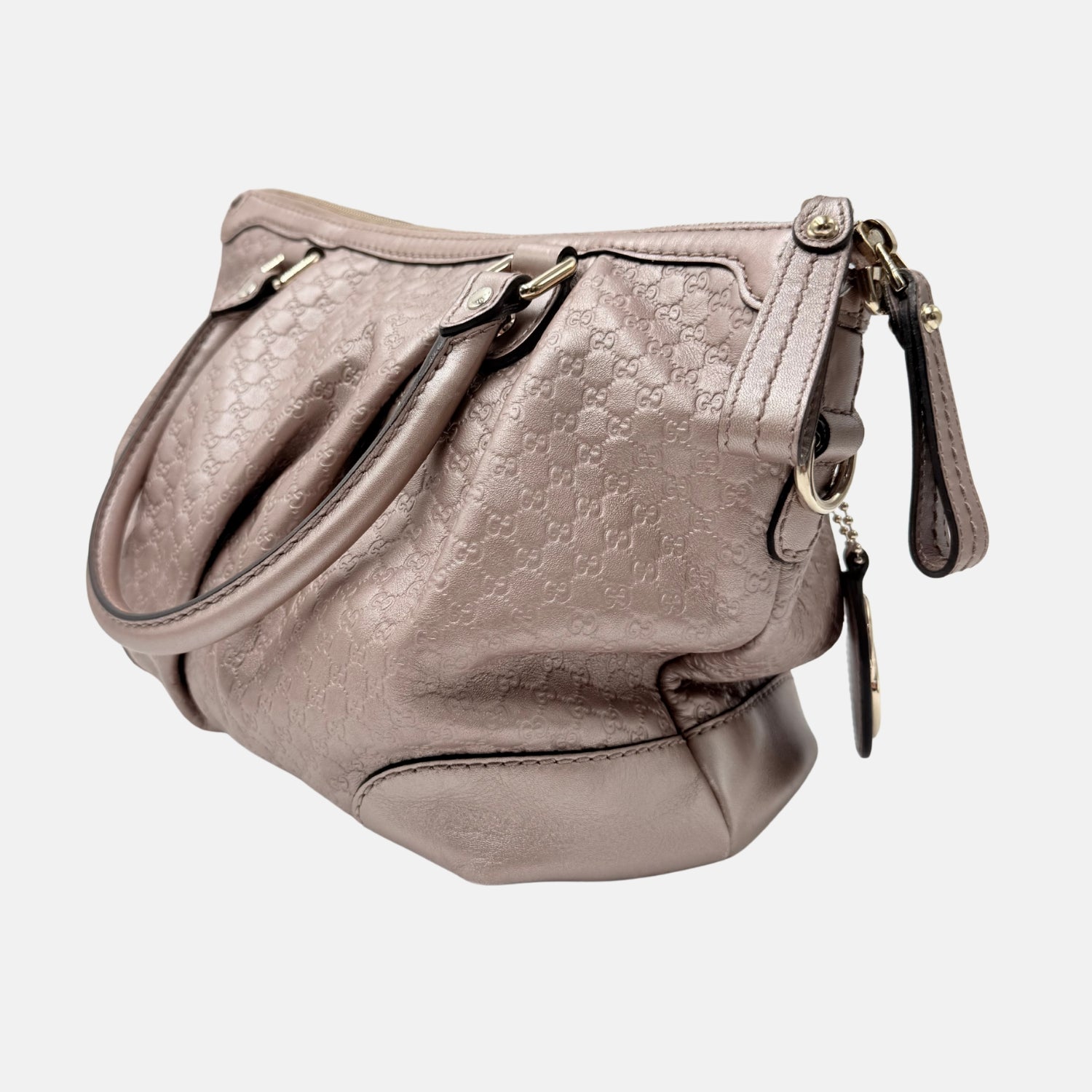 Top Handle Bag Metallic Dusty Pink Microguccissima Leather Sukey Medium
