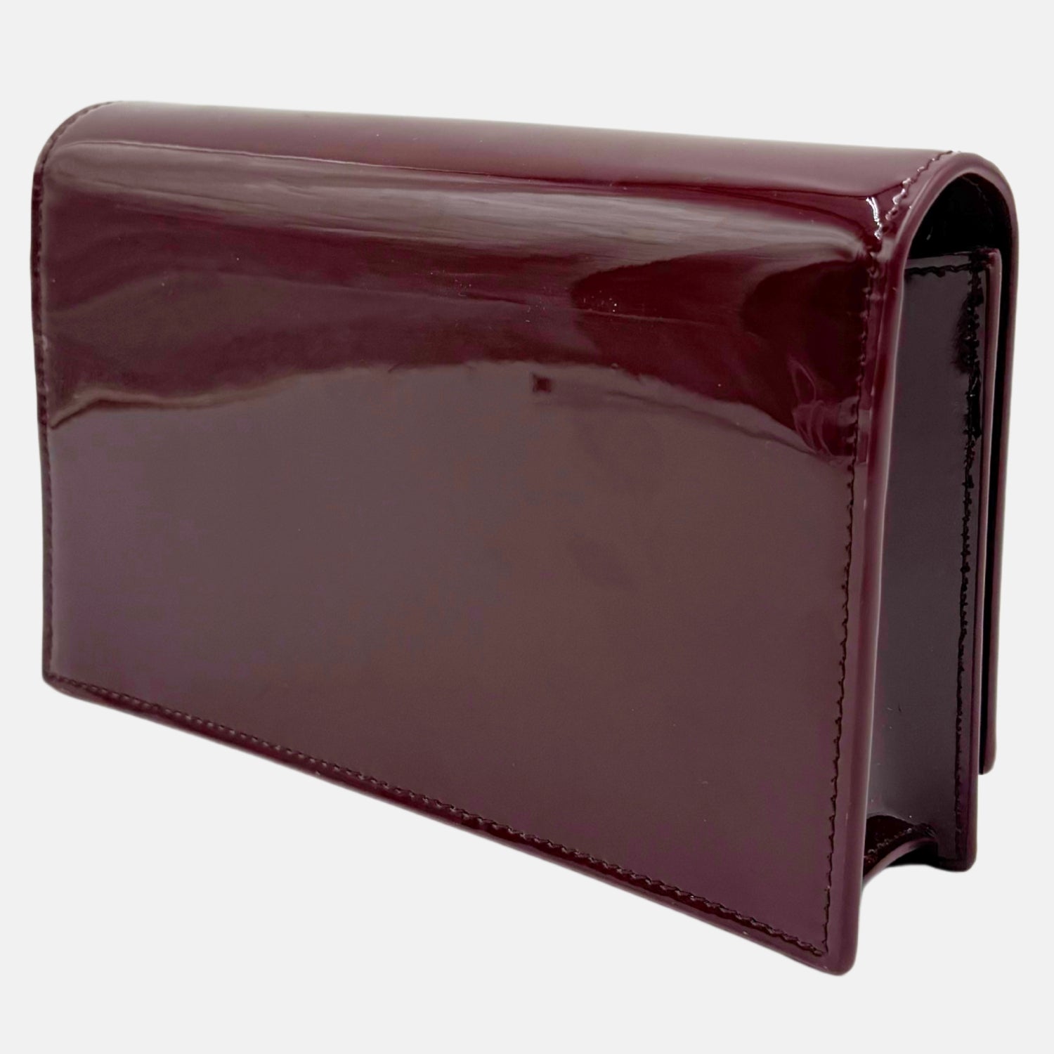 Kate Tassel Chain Wallet Burgundy Patent Leather