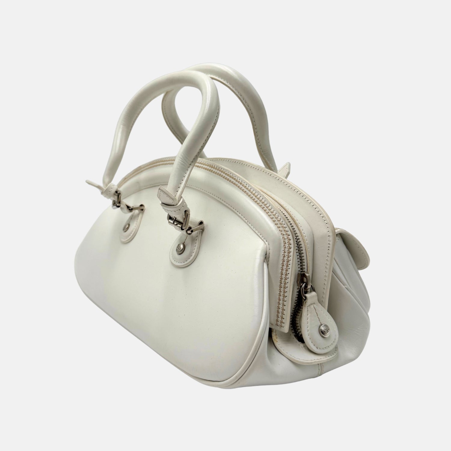 Detective Bag White Leather Small