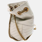 Jamie Bucket Bag White Quilted Lambskin