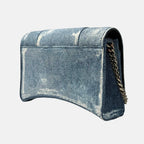 Hourglass Wallet on Chain Distressed Blue Denim