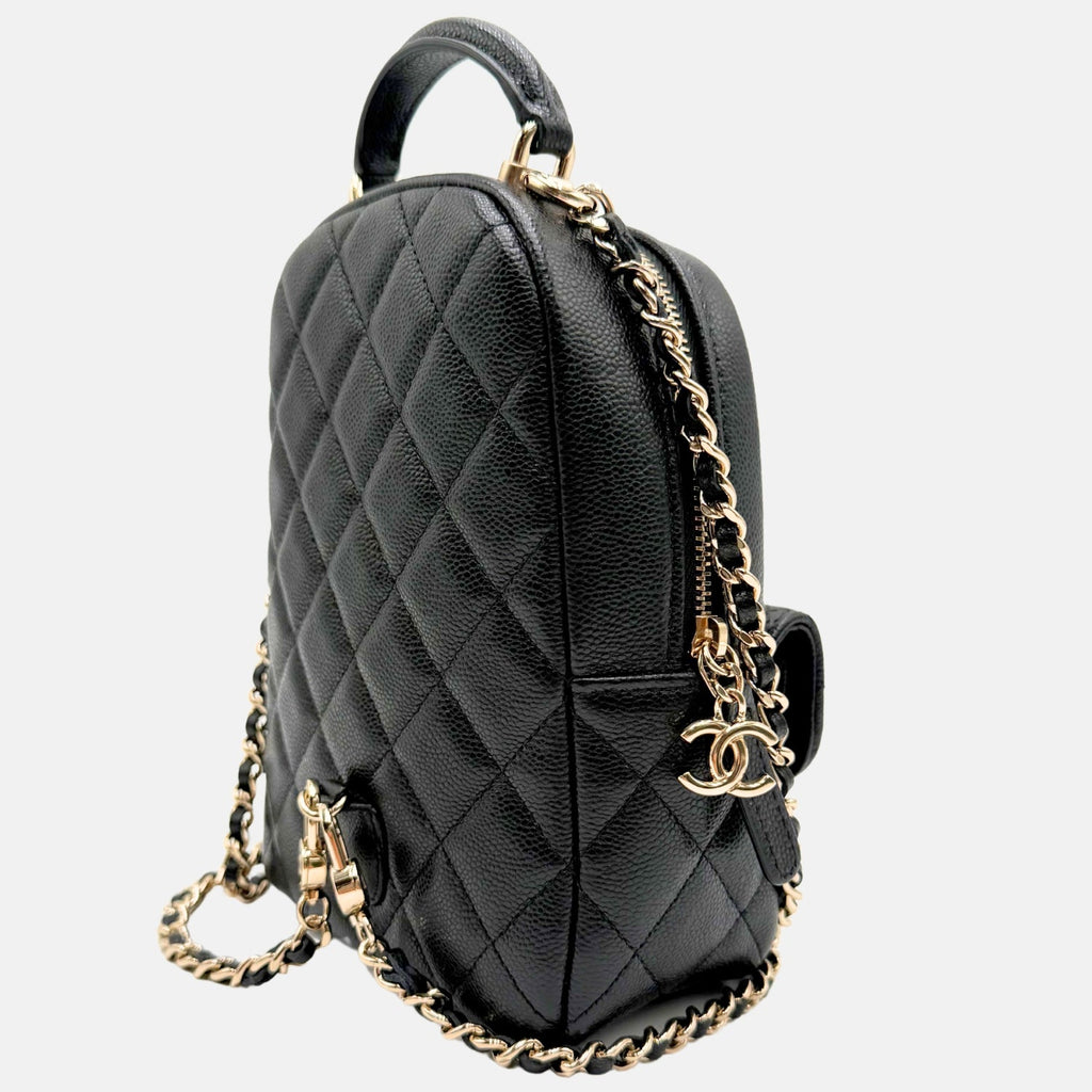 Classic Backpack Black Caviar Quilted Mini