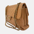 Reversible Flap Bag Beige Quilted Lambskin Jumbo