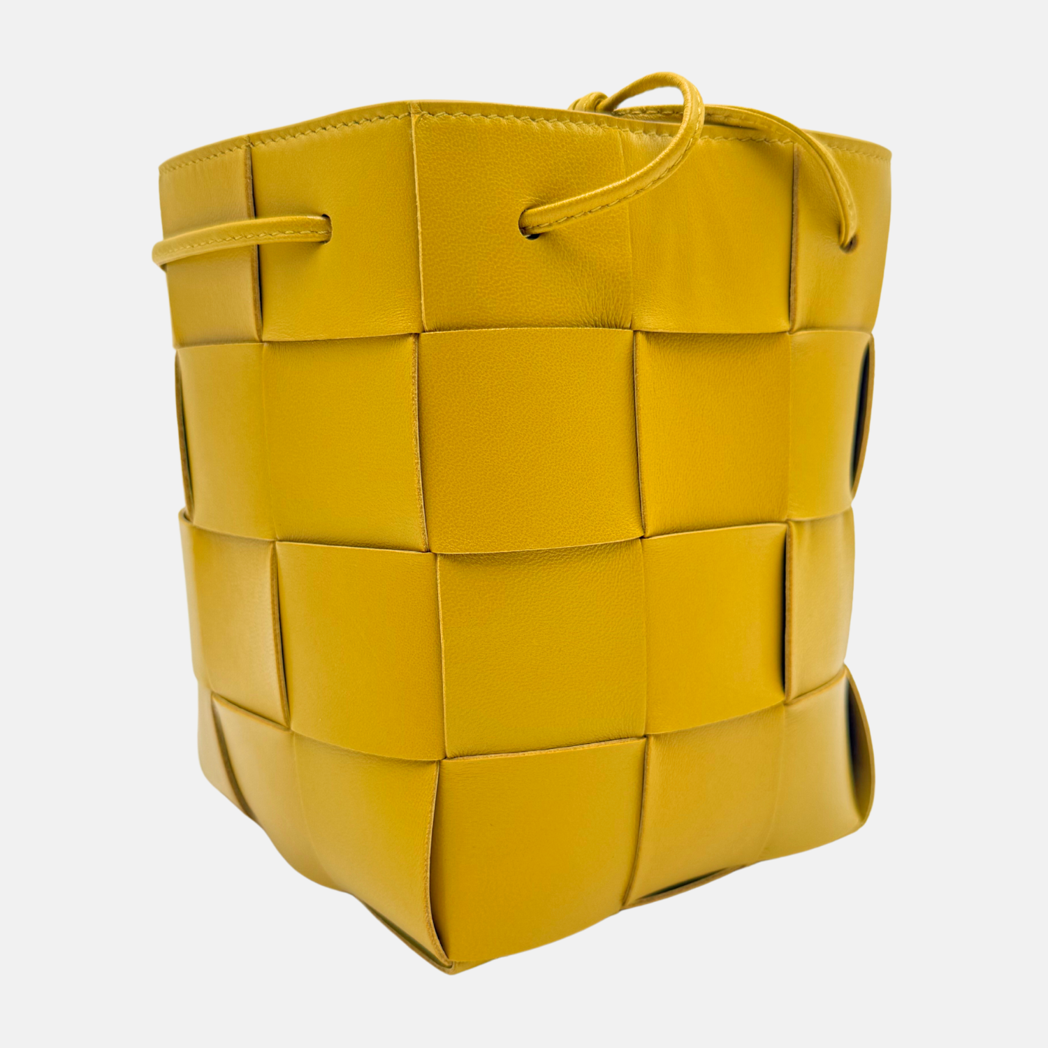 Cassette Bucket Bag Small Yellow Lambskin