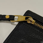 LOUIS VUITTON BLACK MONOGRAM LOGO LEATHER COIN & CARD HOLDER