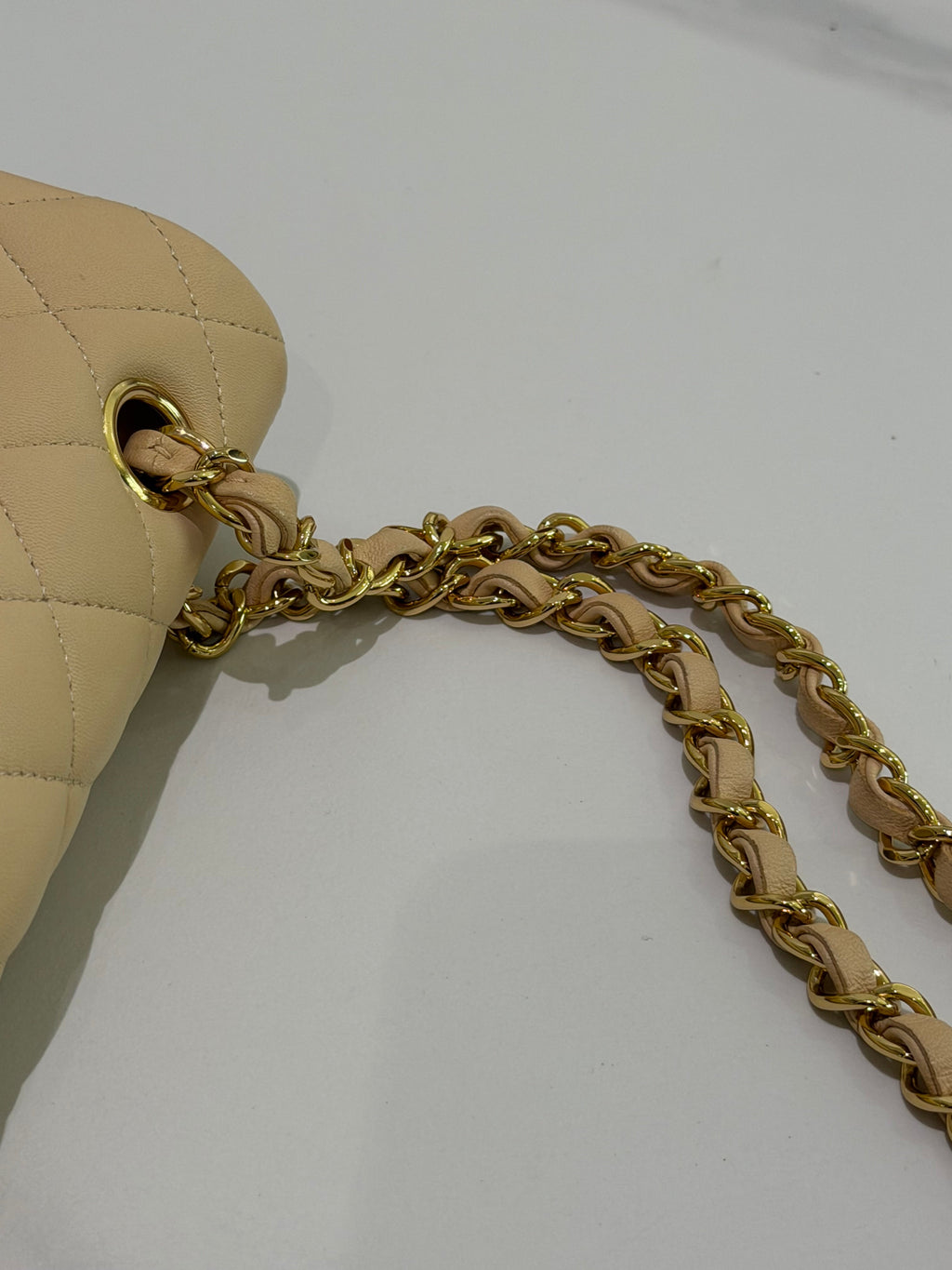 Chanel Classic Flap Medium Beige Lambskin with Gold Hardware