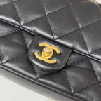 CHANEL MINI RECTANGULAR FLAP BAG BLACK LAMBSKIN BLACK (MICROCHIP)