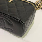 CHANEL Caviar Leather Long Vanity Chain Case
