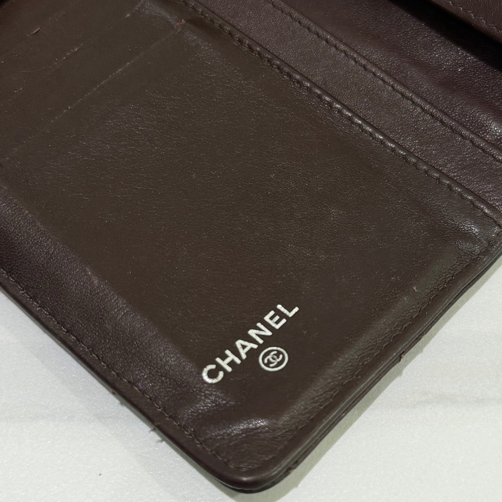 CHANEL LONG WALLET DARK BROWN CAVIAR LEATHER FOLDING WALLET