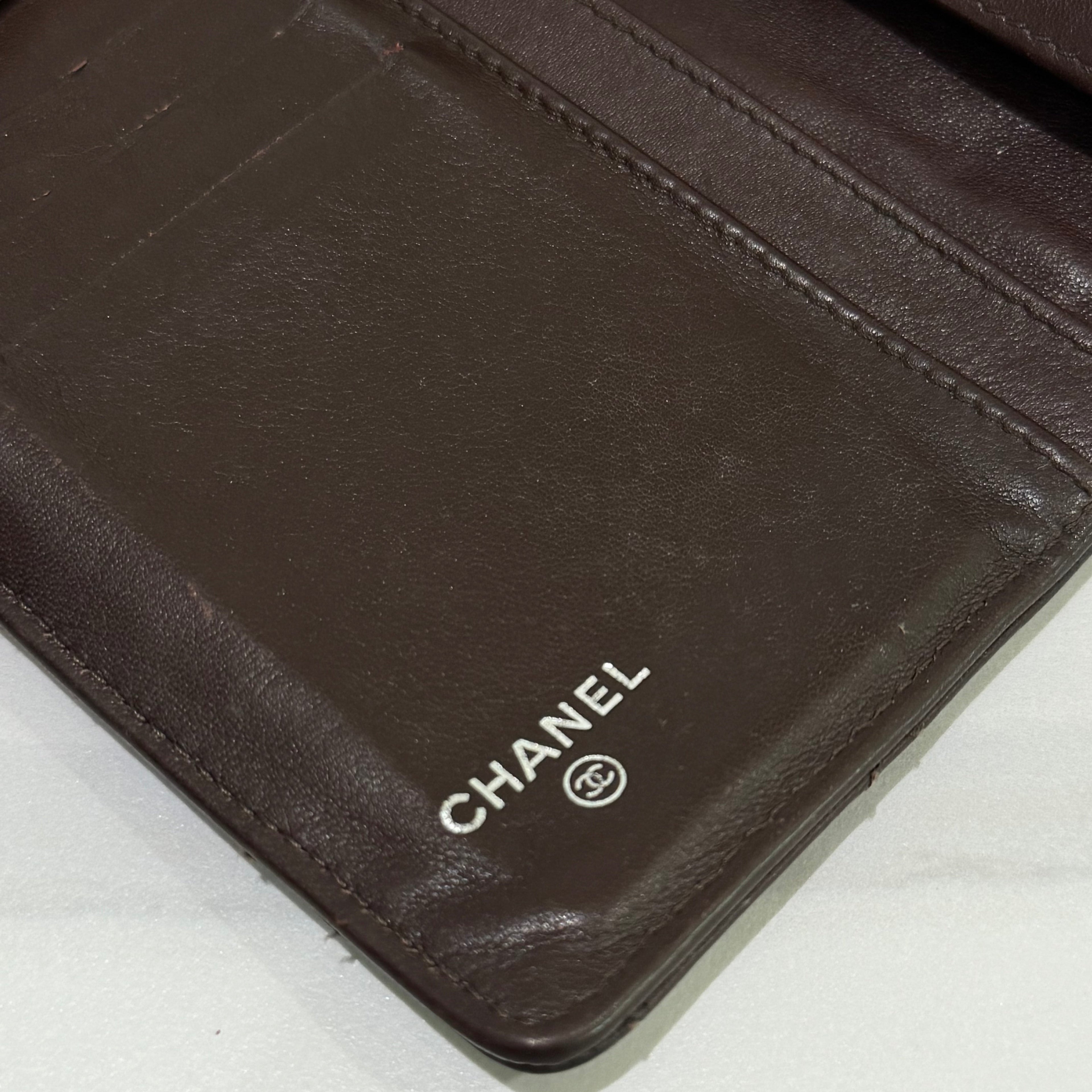 CHANEL LONG WALLET DARK BROWN CAVIAR LEATHER FOLDING WALLET