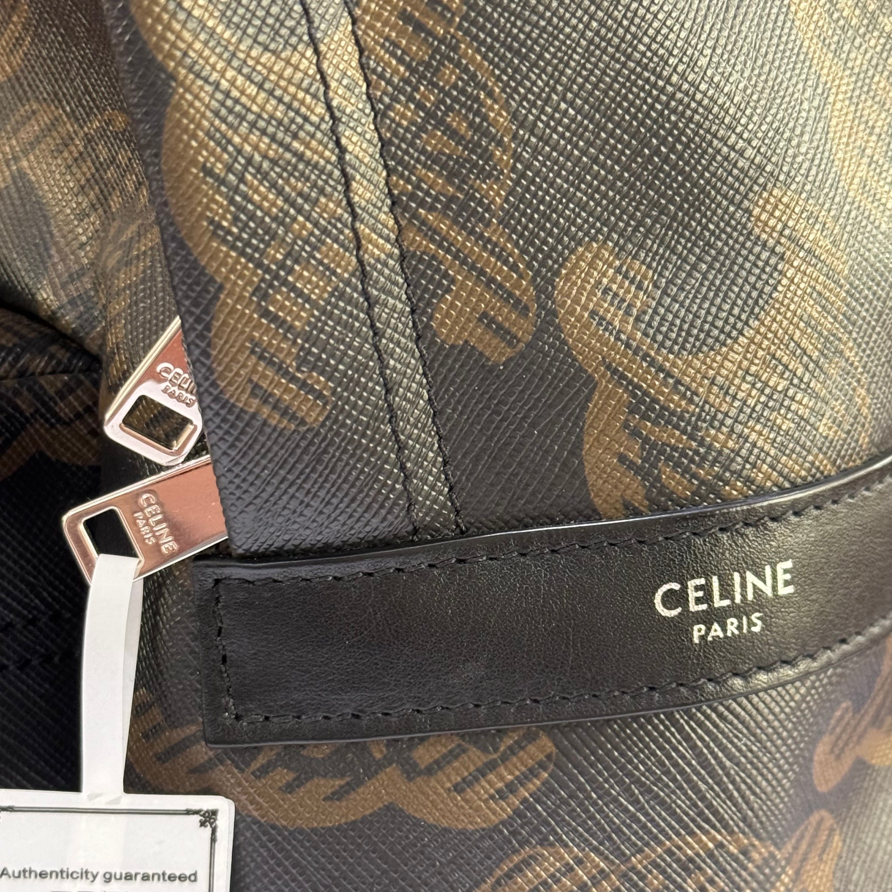 CELINE MEDIUM BACKPACK IN TRIOMPHE CANVAS AND CALFSKIN