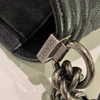 CHANEL LEBOY LARGE CROSSBODY BAG CAVIAR CALFSKIN BLACK ANTIQUE SILVER