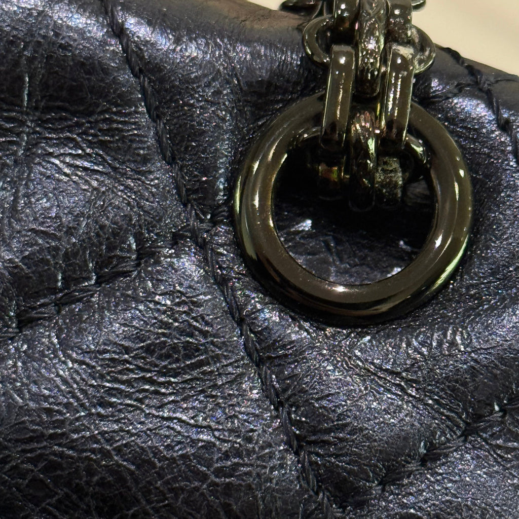 CHANEL 2.55 LARGE SHOULDER BAG DARK NAVY OILED CALFSKIN