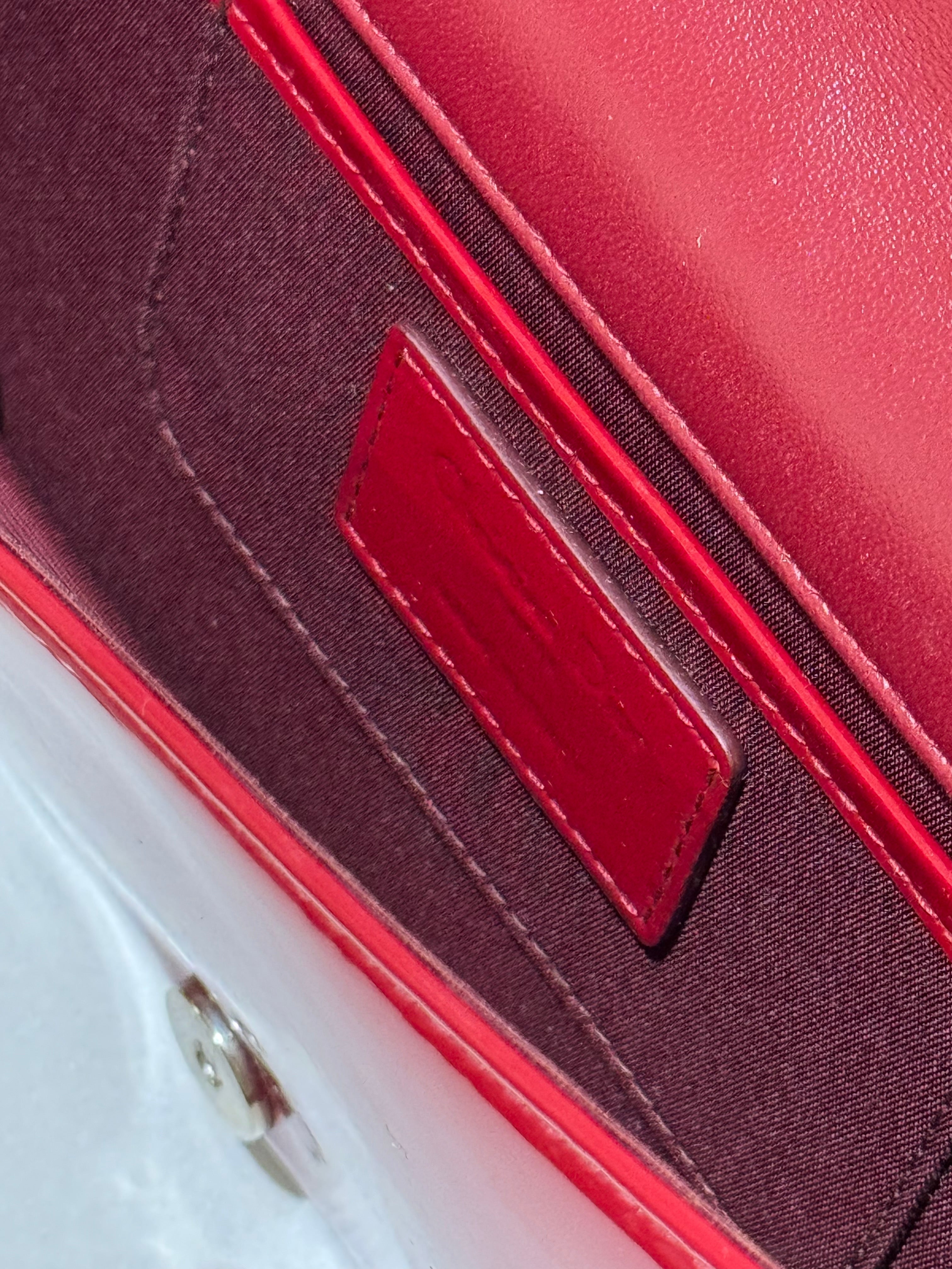 DIOR LADY DIOR POUCH RED PATENT LEATHER
