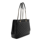 Caviar Quilted Large Shopping Tote Black